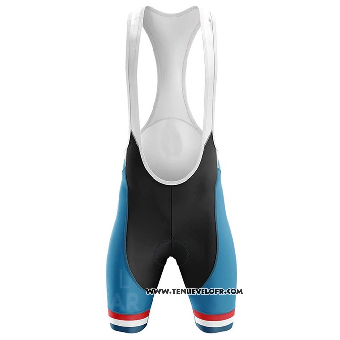 2020 Maillot Ciclismo Champion France Azur Blanc Rouge Manches Courtes et Cuissard